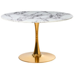 Beliani Dining Table Boca White Marble 120 Cm 120 Cm - thumbnail 1