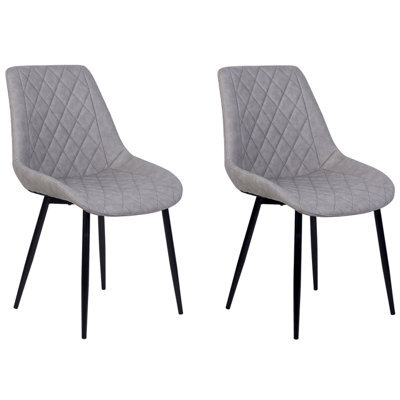 Beliani Set Of 2 Dining Chairs Maribel Faux Leather Light Grey - image 1
