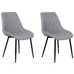 Beliani Set Of 2 Dining Chairs Maribel Faux Leather Light Grey - thumbnail 1