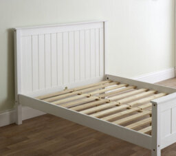 Save On Goods UK 4Ft Small Double Pure White,wood Bed Fame Wooden High Foot End,solid Panel Bed Frame.shaker Style - thumbnail 5