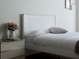 Save On Goods UK 4Ft Small Double Pure White,wood Bed Fame Wooden High Foot End,solid Panel Bed Frame.shaker Style - thumbnail 4