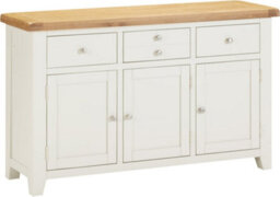 Seconique Windsor 3 Door 3 Drawer Sideboard Ivory And Oak Top Fully Assembled - thumbnail 2