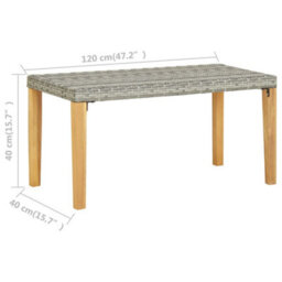 Walplus Garden Bench 120 Cm Grey Poly Rattan And Solid Acacia Wood - thumbnail 6