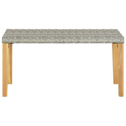 Walplus Garden Bench 120 Cm Grey Poly Rattan And Solid Acacia Wood - thumbnail 2