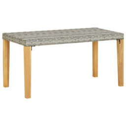 Walplus Garden Bench 120 Cm Grey Poly Rattan And Solid Acacia Wood