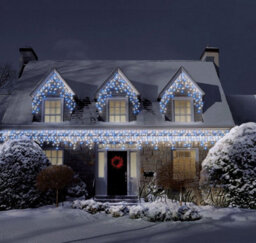 Best Artificial 15M/49Ft Blue & Bright White Connectable Icicle Lights 504 Mains Led 8 Settings Memory & Timer Outdoor Weatherproof Christmas