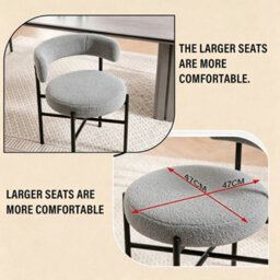 2Pcs Dining Chairs Round Upholstered Boucle Kitchen Dining - thumbnail 5