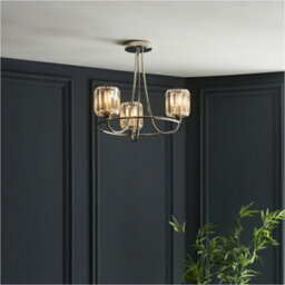 Loops 3 Light Semi Flush Ceiling Lamp & 2X Matching Wall Lights - Bright Nickel Frosted Glass Chandelier - thumbnail 5