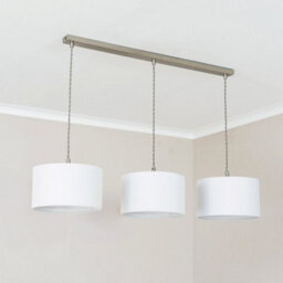 Valuelights Reni White Drum Shade 3 Drop Bar Brushed Chrome Diner Ceiling Pendant Light - thumbnail 5