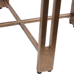Buttercup Farm Dalston Sandblasted Wood And Champagne Frame Side Table - Iron/wood - L45 X W45 X H56 Cm - Black/gold - thumbnail 4