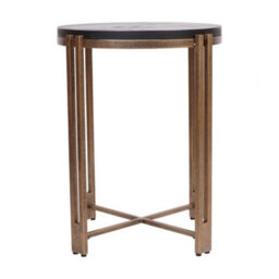 Buttercup Farm Dalston Sandblasted Wood And Champagne Frame Side Table - Iron/wood - L45 X W45 X H56 Cm - Black/gold - thumbnail 3