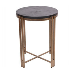 Buttercup Farm Dalston Sandblasted Wood And Champagne Frame Side Table - Iron/wood - L45 X W45 X H56 Cm - Black/gold - thumbnail 1