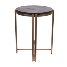 Buttercup Farm Dalston Sandblasted Wood And Champagne Frame Side Table - Iron/wood - L45 X W45 X H56 Cm - Black/gold - thumbnail 2