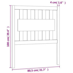 Berkfield Bed Headboard Grey 80.5X4X100 Cm Solid Wood Pine - thumbnail 6