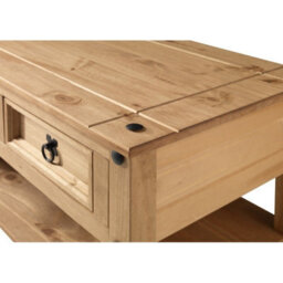 Mercers Furniture Corona 2 Drawer 1 Shelf Coffee Table Solid Wood Pine Wooden With Mexican Styling - thumbnail 3