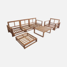 Sweeek. 5-Seater Wooden Garden Sofa Mendoza Natural 273X75X72.5 Cm - thumbnail 6