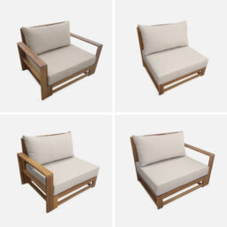 Sweeek. 5-Seater Wooden Garden Sofa Mendoza Natural 273X75X72.5 Cm - thumbnail 3