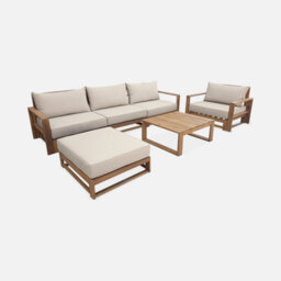 Sweeek. 5-Seater Wooden Garden Sofa Mendoza Natural 273X75X72.5 Cm - thumbnail 2
