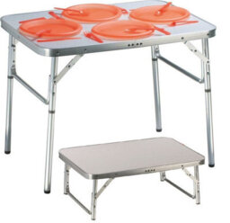 Portable Folding Aluminium Camping & Picnic Table - Adjustable Height For Garden, Bbq & More - thumbnail 1