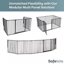 Safetots Extra Tall Multi Panel Fire Surround, 51Cm Deep X 72Cm Wide, Black, 105Cm High, Baby And Toddler Fire Guard - thumbnail 4