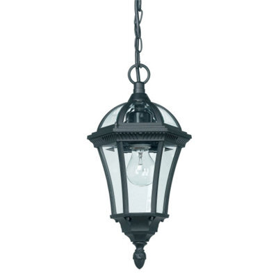 Happy Homewares Black Exterior Hanging Porch Lantern Pendant Light