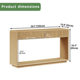 Matteo Modern Oak Effect Hall Storage Cabinet With Fluted Drawers, 150Cm Fitted With Two Spacious Drawers And An Open Bottom Shelf - thumbnail 4