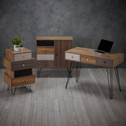 LPD Casablanca 3-Drawer Desk - Quirky Elegance With Black Metal Legs & Spacious Workspace - thumbnail 5