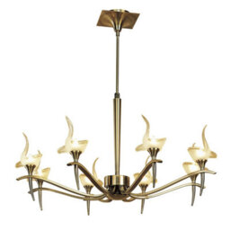 Luminosa Lighting Luminosa Viena Telescopic Pendant Round 8 Light G9, Antique Brass - thumbnail 1