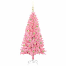 Vidaxl Christmas Tree With 150 Leds With Stand Pink 150 Cm Pvc - thumbnail 4