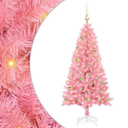 Vidaxl Christmas Tree With 150 Leds With Stand Pink 150 Cm Pvc - thumbnail 2