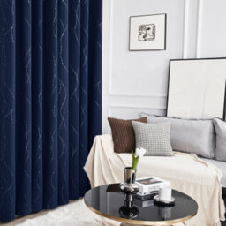 Deconovo Dotted Line Foil Printed Thermal Insulated Blackout Curtains, Eyelet Blackout Curtains W46 X L54 Inch, Navy Blue, 1 Pair - thumbnail 4