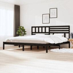 Berkfield Bed Frame Black Solid Wood Pine 200X200 Cm