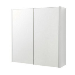 Clifton 2-Door Mirror Bathroom Cabinet 600mm H X 600mm W - Gloss White - (Arch)