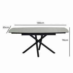 Indus Valley Skylar Ceramic Extending Dining Table Set 120-180 Cm, 6 Taupe Faux Leather Chairs, Black Iron Legs, Seats 6-8 - thumbnail 3