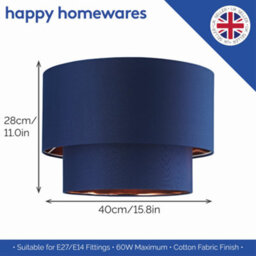 Happy Homewares Designer Midnight Blue Cotton Double Tier Ceiling Shade With Shiny Copper Inner - thumbnail 6