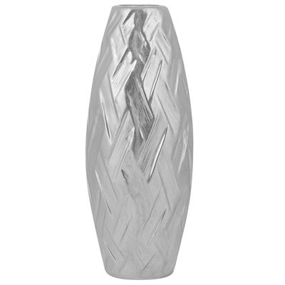 Beliani Decorative Vase Arpad Stoneware 33 Cm Silver - image 1