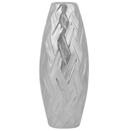 Beliani Decorative Vase Arpad Stoneware 33 Cm Silver - thumbnail 1