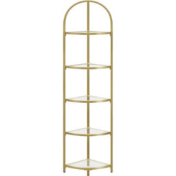 Songmics Plant Stand, 5-Tier Corner Display Unit With Glass Shelves, Golden Color - thumbnail 8