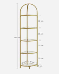 Songmics Plant Stand, 5-Tier Corner Display Unit With Glass Shelves, Golden Color - thumbnail 2