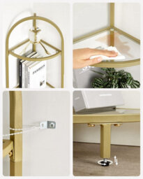 Songmics Plant Stand, 5-Tier Corner Display Unit With Glass Shelves, Golden Color - thumbnail 7