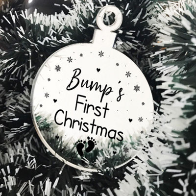 Red Ocean Bumps First Christmas Heart Decoration Acrylic Christmas Baubles - image 1