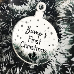 Red Ocean Bumps First Christmas Heart Decoration Acrylic Christmas Baubles