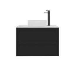 Royal Bathrooms Royal Bathroom Elmore 800mm Matt Nocturne Black Wall Mounted Countertop Bathroom Vanity Unit 2 Drawer With Round Basin - thumbnail 7