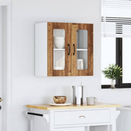 Berkfield Kitchen Wall Cabinet With Glass Door Lucca Old Wood Engineered Wood - thumbnail 3