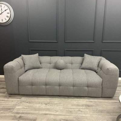 Stratus Interiors Boucle Teddy Fabric 3 Seater Bubble Sofa Grey Boucle - image 1