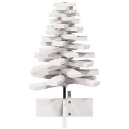 Berkfield Wooden Christmas Tree For Decoration White 60 Cm Solid Wood Pine - thumbnail 3
