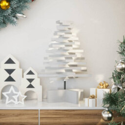 Berkfield Wooden Christmas Tree For Decoration White 60 Cm Solid Wood Pine - thumbnail 1