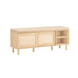 Wooden Shoe Storage Bench With Cushion Shoe Rack Cabinet With Sliding Doors For Hallway Or Bedroom,sobuy Fsr163-N,natural