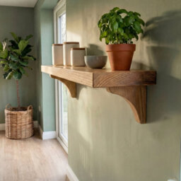Off the Grain Oak Wall Shelf With Wooden Brackets-  50Cm Wall Shelf - thumbnail 3