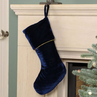 Dibor Blue Knightsbridge Velvet Xmas Gift Decoration Christmas Stocking For Kids - image 1